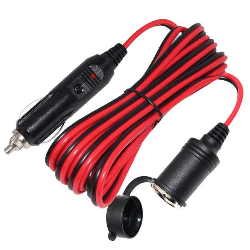 SPARKING 20FT Cigarette Lighter Extension Cord 20FT - Male Plug to Female Socket 16AWG Heavy Duty Extension Cable with LED Lights Power for Tire Pump, Air Compressor - Image 1